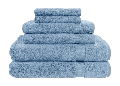 MyPillow My Towel 6 Piece Set - Premium Cotton Soft Absorbent Towels 2 Bath Towels 2 Hand Towels 2 Wash Cloths [6 Piece Set Denim Blue]