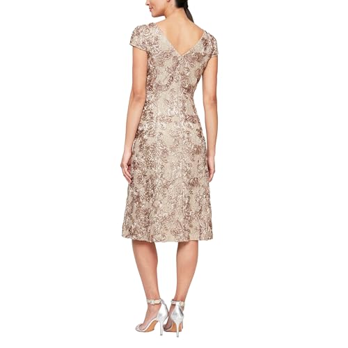 Image of Alex Evenings Women's Tea Length A-line Rosette Dress