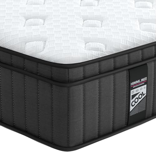 HIMMLINE Colchón King híbrido de 14 pulgadas, espuma viscoelástica de gel y resortes ensacados, colchón de cama King en una caja, sensación media, sueño más fresco y alivio de presión, 76 x 80