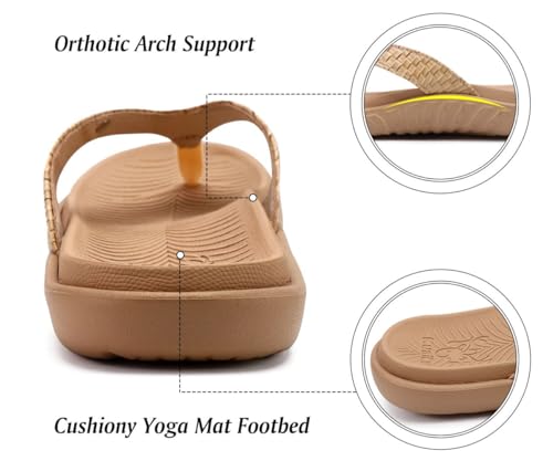 KuaiLu Womens Flip Flops Ladies Yoga Mat Comfortable Walking Thong Sandals With Plantar Fasciitis Arch Support Slip On Indoor Outdoor For Summer - Image 3