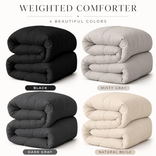 Image of HomeSmart Weighted Comforter King Size, 15 lbs, 3X More Fluffy Than A King Weighted Blanket, Soft Breathable Fabric, Grey