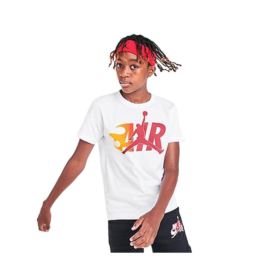 Jordan Air Flame Boys Active Shirts & Tees Size M, Color: Pure Elegant White/Chili Hot Red/White2