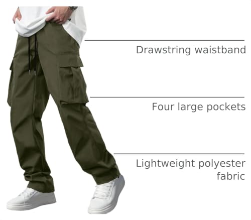 Image of Comdecevis Men's Casual Cargo Pants Workout Joggers Stretch Sweatpants Hiking Drawstring Tactical Pants with Multi Pockets
