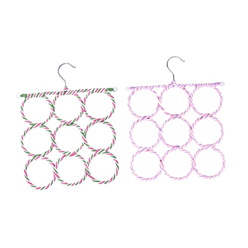 Hemobllo 2Pcs Paper Rattan Scarf Hanger with Rings Foldable Closet Organizer for Scarves Ties Towels Random Color Scarf Rack for Efficient Space Saving