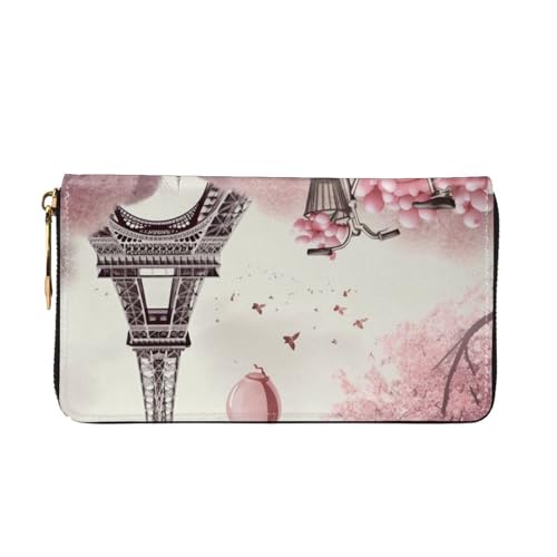 Romantic Paris Eiffel Tower Bycicle Women's Wallet Large Capacity Credit Card Holder Zip Phone Clutch Ladies Travel Purse2