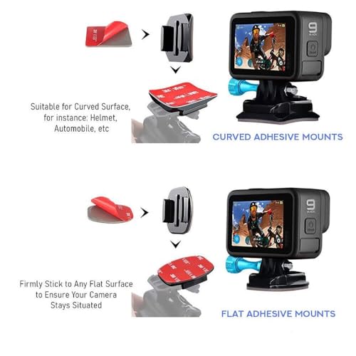 Image of micros2u 3M Double-Sided Sticky Pads (Pack of 10) for GoPro Hero. 4 x Flat, 6 x Curved