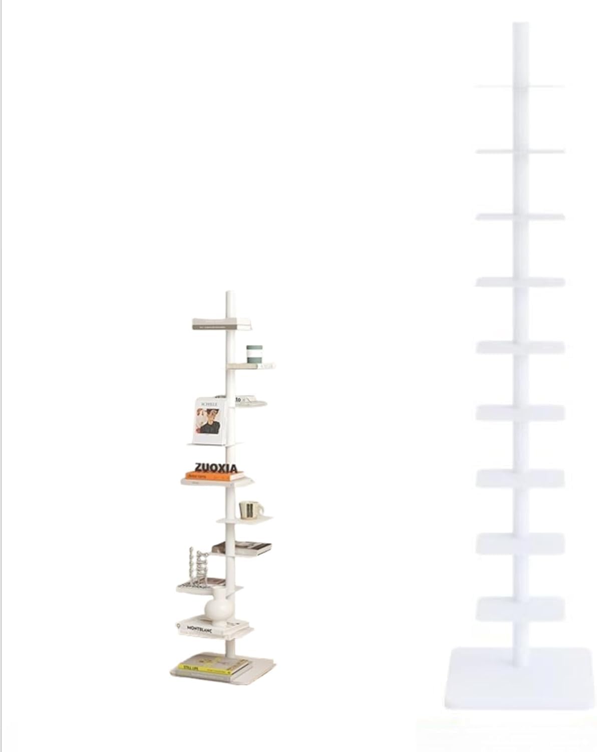 Estantería flotante invisible de metal de 9 niveles, torre vertical giratoria de 3 lados, estantería de esquina estrecha que ahorra espacio para el hogar, oficina, dormitorio, espacios pequeños