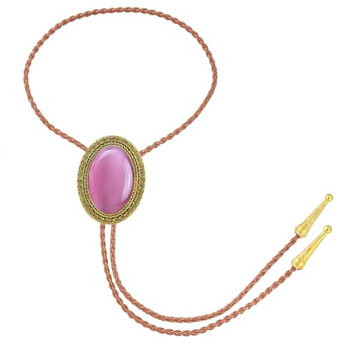Image of Jeilwiy Bolo Tie for Men Real Stone Westwern Cowboy Ties Silver Bolos Women Leather Necktie Gift for Birthday Christmas