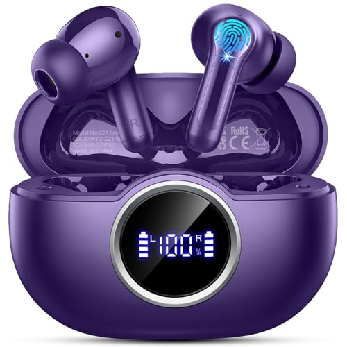 Image of Wireless Headphones Bluetooth 5.4 Earbuds, 2025 Ear buds Deep Bass Hi-Fi Stereo, 4 ENC Noise Cancelling Mic, 40Hrs USB Fast Charging in-Ear Earphones, IP-X7 Waterproof Workout Sport for Android iOS