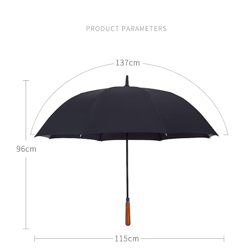 Klasyczny drewniany uchwyt parasol golfowy wiatroszczelny automatyczne otwieranie, rozpiętość zadaszenia 115 cm, lekka konstrukcja z prostym kijem, idealny do użytku biznesowego i codziennego użytku