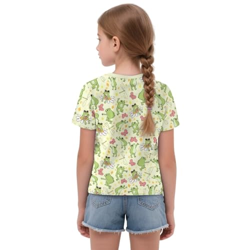 Kawaii Girls Tie Front Top Summer Short Sleeve T Shirts School Crewneck Tees for Kids 5-12Y2