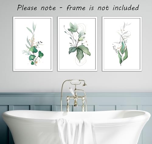 Eviepops Prints Eucalyptus Botanical Wall Art Set of 3 Unframed Prints, Abstract Tropical Plant Decor - Image 2