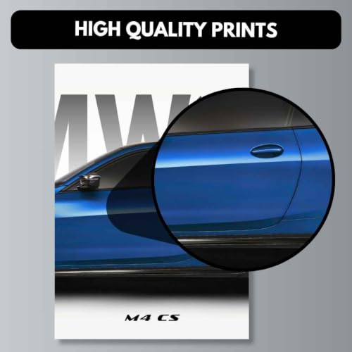 Image of Funk You Store BMV M4 Poster Split Design BMV Car Posters | 3 A3 Sized Cars Poster for Wall | Large Size (89 x 42 cm) Sportscar Wall Decor | M4 CS Car Posters for Room | Supercar (B 026)