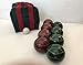 BuyBocceBalls Listing - Made in USA, Premium Quality Engraved Tournament Bocce Set - 110mm Dark Red and Green Balls, Nylon Bag, 998 Grams (2 lbs. 3.2 oz.). Various Bag Colors
