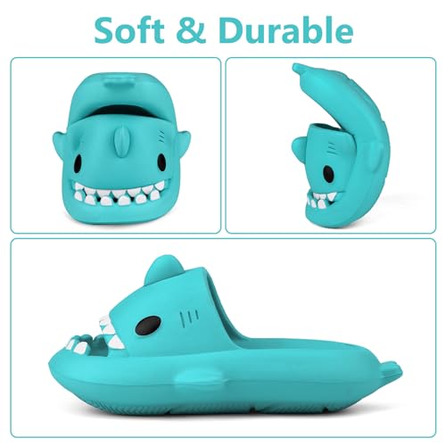 Image of Kids Shark Cloud Slides | Toddler Boys Girls Shower Slippers | Boys Girls Cute Cartoon Fish Flip Flops | Beach Pool Home Sandals | Quick Dry Non-Slip