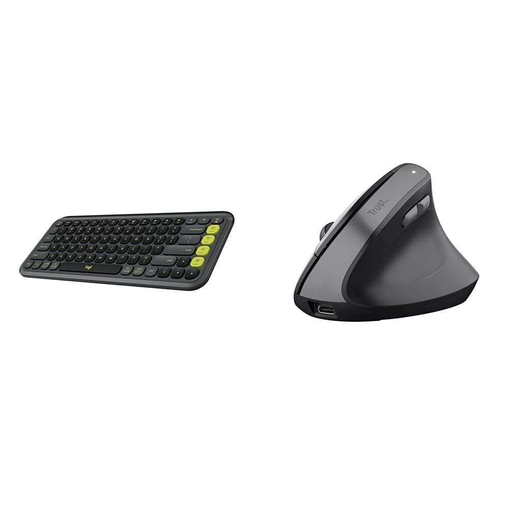 Logitech Pop Icon Keys & Trust Yuno Souris Ergonomique sans Fil,