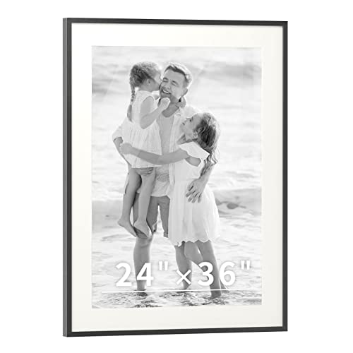 Nuggicet 24X36 Picture Frame Black Or 20X32 With Mat, Aluminum Metal Wall Mount Acrylic Photo Frame For Artwork,Uv Acrylic,Portrait,Poster,Wedding Picture,Family Picture Oil Painting #TOP23