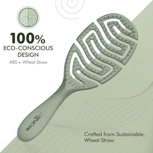 Image of IKONIC Me Spiral Vent Hair Brush IKM-2119 Eco Conscious, Open Vent Fast Dry Design, Anti Frizz Ion Bristles, Flexible Scalp Fit, Zero Breakage Detangling, Smooth Shiny Hair - Jade Green