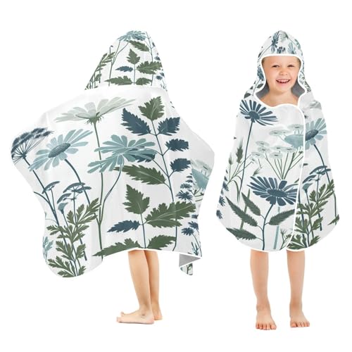 Kigai Wildflowers Hooded Beach Towel for Kids Soft Absorbent Quick Dry Bath Towel with Hood Lightweight Toddler Shower Pool Bath Wrap for Boys Girls