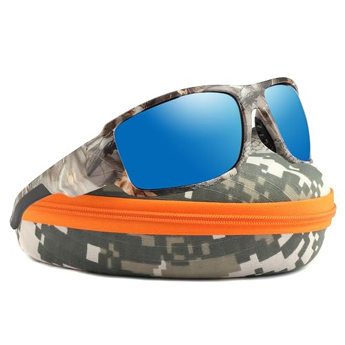 Image of Camo Polarized Wrap-around Sport Sunglasses for Men Women UV400 Driving Fishing Hunting Sun Glasses