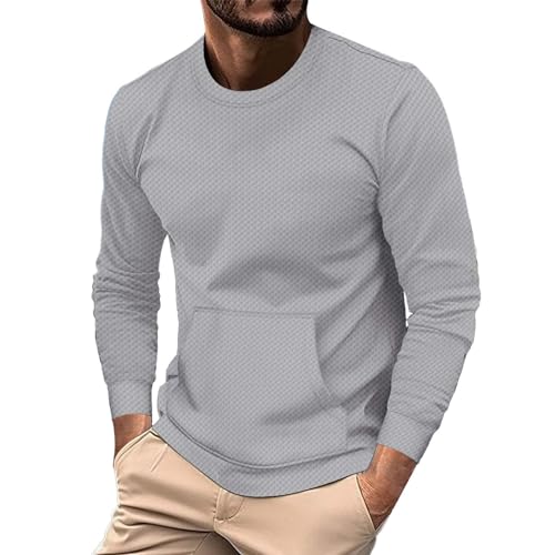 Generisch Sudadera para hombre, cuello redondo, sudadera sin capucha, jersey de invierno, cuello redondo, camiseta de manga larga, cuello redondo, camiseta básica para el tiempo libre, deportiva