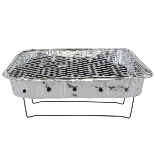 Bar-B-King - Barbacoa desechable de luz instantánea, barbacoa instantánea gigante con soporte, parrilla de carbón al aire libre, parrilla de carbón desechable grande de 600 g, parrilla de carbón al