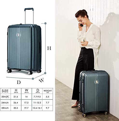 Image of Verage Carry On Luggage with Spinner Wheels, Expandable Hardshell Spinner Suitcase for Travel, TSA Approved (2-Piece Set (20 /24), Bluish Green)