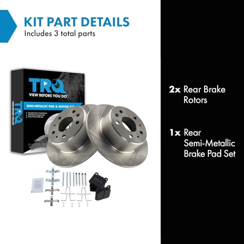 Image of TRQ Rear Brake Rotor And Semi Metallic Pad Pair Kit 1154200072