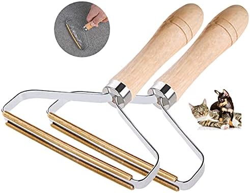 2pcs Lint Removing, Clothes Fuzz Fabric Shaver, Reusable Double Sided Lint Rollers Copper Brush for Removing Lint Pet Hair Dust in Clothes Sweater Woven Coat and Furniture