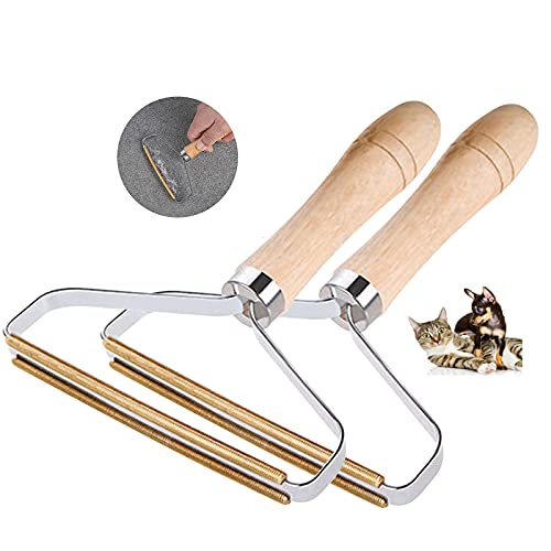 2 pezzi rimuovi pelucchi, rasoio in tessuto fuzz, riutilizzabili su entrambi i lati, spazzola in rame per rimuovere pelucchi, polvere nei vestiti, maglioni e mobili (2 pezzi giallo)