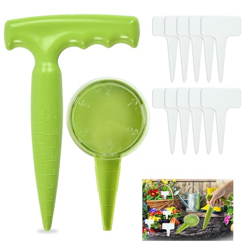 Seminatrice da Giardino, 12pcs Strumenti per Semina, Seminatrice Manuale, Etichetta Piante, Ausiliari per la Coltivazione di Piante Grasse e Piante da Giardino