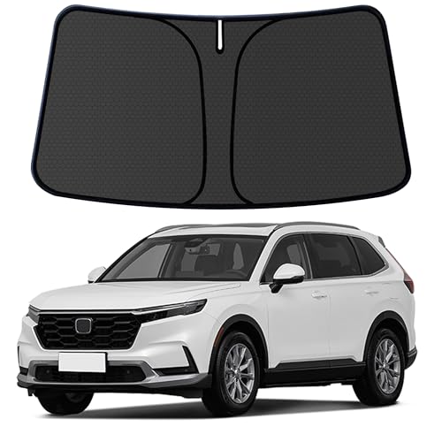 CRV Customized Windshield Sun Shade for 2023 2024 2025 2026 CRV LX/EX/EXL/Sport-L/Sport Touring Hybrid Front Window Sunshade Visor Protector Foldable Blocks UV Rays Keep Car Cooler Accessories