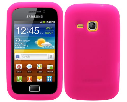 Gadget Giant   Carcasa de silicona y protector de pantalla para Samsung Galaxy Mini 2 S6500, color rosa