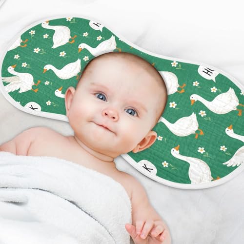 J JOYSAY Ducks Flowers Green Baby Burp Cloths for Boys Girls Large 22''x11'' Cotton 4 Layer Milk Spit Up Rags for Spit Up Babies one sizex44