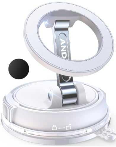 Image of ANDERY Car Phone Holder for Magsafe [78+LBS Strongest Suction & 2400gf Strongest Magnetic] 360 Adjustable Car Phone Mount, Phone Holders for Your Car for iPhone 17-12 Pro Max Air Plus ((White)