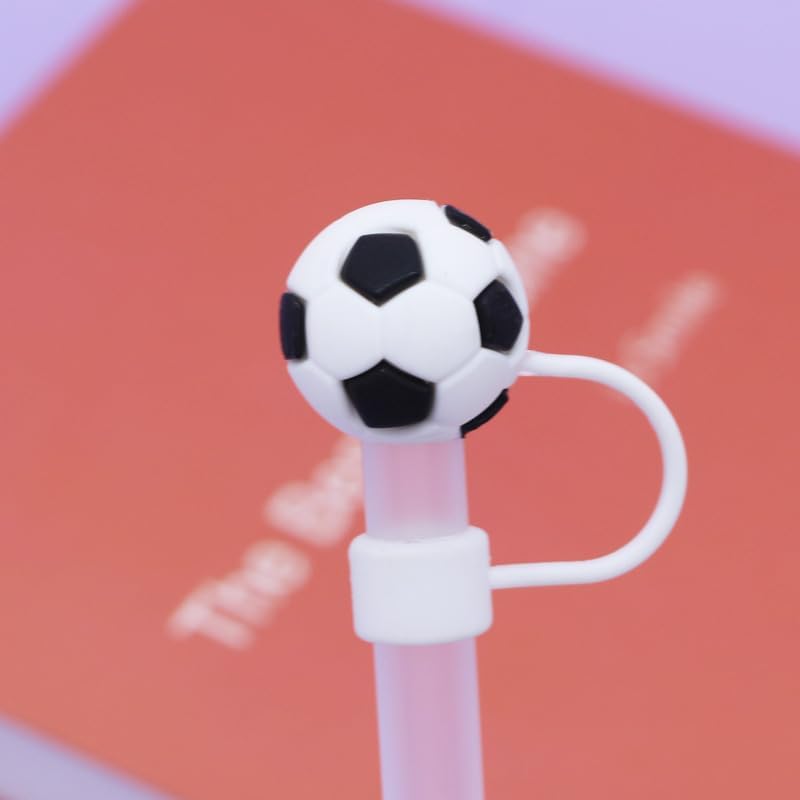 Miniatura 6 de Funda para popote de baloncesto, fundas de silicona para popote de fútbol compatibles con Stanley, accesorios para copas Stanley de 40 onzas,