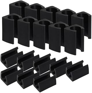 Cionyce 24 PCS Chair Legs Protector,Rectangle Chair Clamp Plastic Furniture Feet Cover U Shape Chair Legs Clips 14mm Protector for Chair Legs(Black)