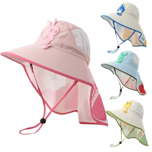 Baby Sun Hat Toddler Beach Hat with UPF 50+ Extra Wide Brim Neck Flap Adjustable Sun Protection Hat for Boys Girls Ages 3-12