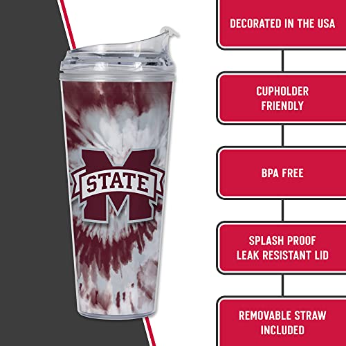 Image of Rico Industries NCAA Glitter 24oz Acrylic Glitter Tumbler with Hinged Lid, Officially Licensed Double Wall Tumbler with Straw