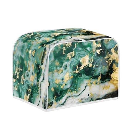 Image of Toaster Cover Kitchen Bakeware Protector Fits for Most Standard 2 Slice Toasters, Keep Toaster Free From Dust And Fingerprint Oven Dustproof Cover, Green Gold Marble