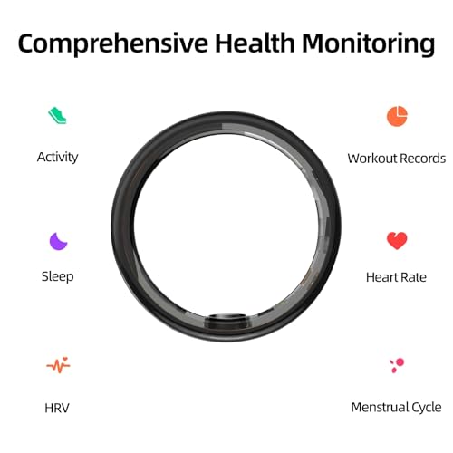 Image of Smart Ring for Women & Men Fitness Sleep Heart Tracker | No Subscription, 5-Day Battery, Heart Rate, Stress, Sleep & Activity Monitoring, IP68 Waterproof, iOS & Android Compatible