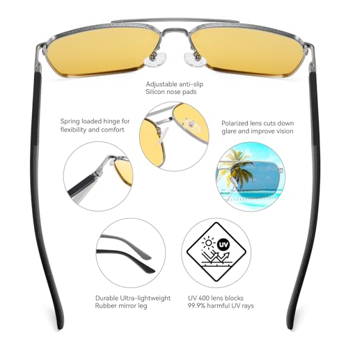 Image of Sunglasses for Men Women Trendy Polarized Sunglasses UV400 Fashion SunGlasses Aviator Sunglasses for Driving Fishing