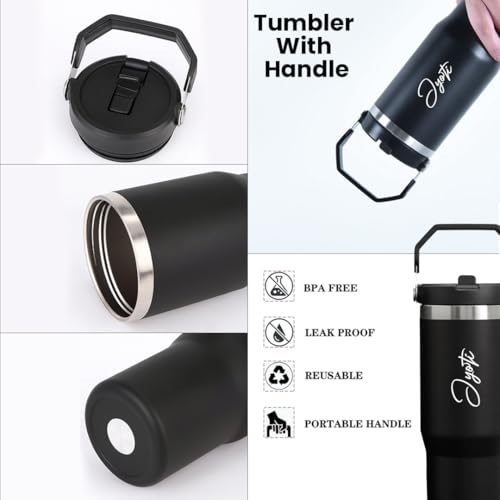 Image of Giftana Personalized Coffee Tumbler with Name, Customized Travel Mug with Lid, Coffee Mug for Men and Women, Birthday Gifts, Valentine's Day Gift, Corporate Gifts for Employee (Black 900ml)