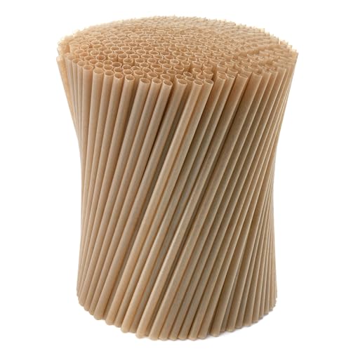DEAYOU 600 PCS Sugarcane Straws 8 Disposable Drinking Straws Plastic Free Sturdy Smoothie Straw for Hot Cold Drinks Home Restaurant Party Supplies Birthday Wedding Christmas Gift Not Soggy