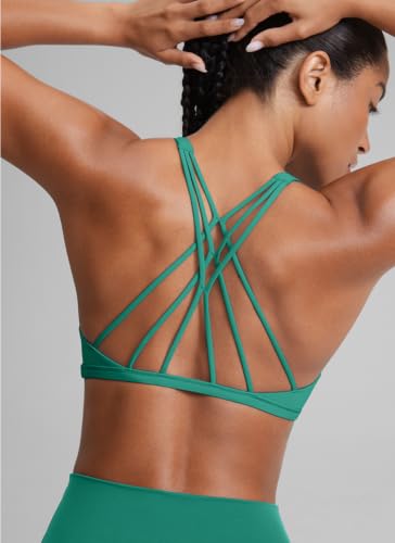 Image of CRZ YOGA Naked Feeling Criss-Cross Sports Bra | Light Support, Removable Pads, Yoga, Sleek, Strappy Back, Scoop Neck, for Women
