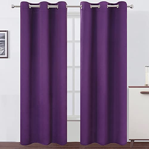 Image of LEMOMO Blackout Curtains 42 x 84 Inch /Purple Curtains Set of 2 Panels /Room Darkening Curtains for Living Room and Bathroom