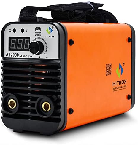 HITBOX 200Amp ARC MMA Welder 110V 220V Stick Welding Machine Portable Lightweight Mini DC Inverter Hot Start Welder with Electrode Holder Work Clamp Input Power Adapter Cable