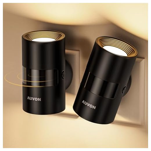 AUVON Nachtlicht Steckdose mit Bewegungssensor & Dämmerungssensor (90° Drehbar, Zuschaltbare Auf-/Abwärtsbeleuchtung, 1-50 lm Dimmbar), Night light Warmweiß für Flur Treppe Schlafzimmer Küche, 2 Stück