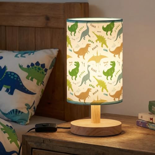 Glooglitter Dinosaur Table Lamp 3 Colors Dimmable Lights Dinosaur Room Bedroom Decor 11.02 x 5.12 Inch Night Light Bedside Bedroom Lamps Decoration for Desk Birthday Prize Gifts