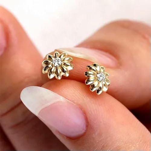 Pendientes de botón chapados en Oro Amarillo con Forma de Flor para Mujer, joyería de Lujo con circonita cúbica